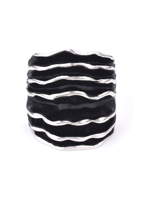 Wei Jia Exaggerated Black Multi-layer Paint Alloy Ring 0