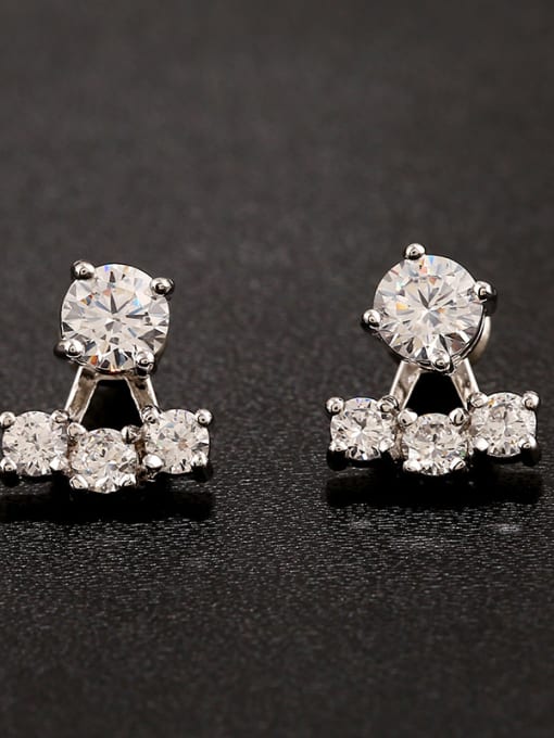 White Post-hanging High-quality Eight Heart Eight Arrows Zircon With 925 silver Needle Anti-allergy Cluster earring