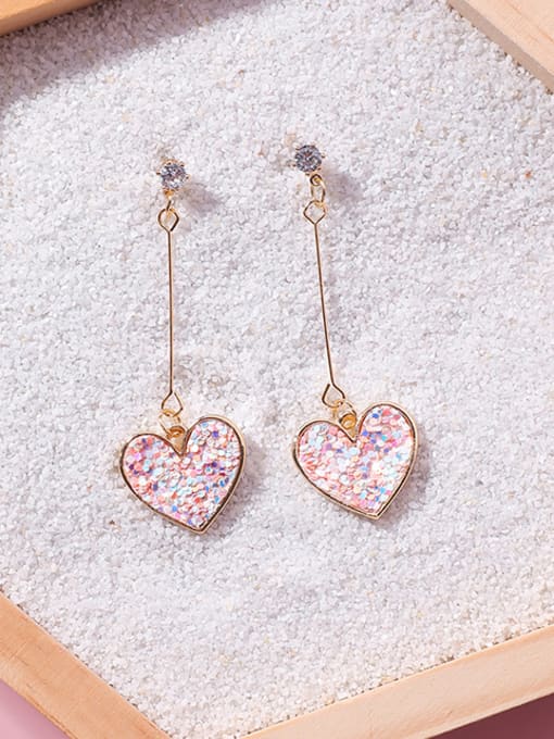 Girlhood Alloy With 18k Gold Plated Romantic Heart Drop Earrings 1