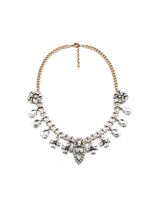 KM Retro Shining Artificial Stones Lone Necklace