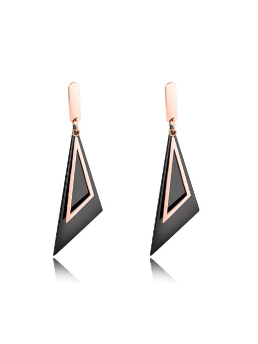 Open Sky Fashion Triangle Titanium Drop Earrings 0