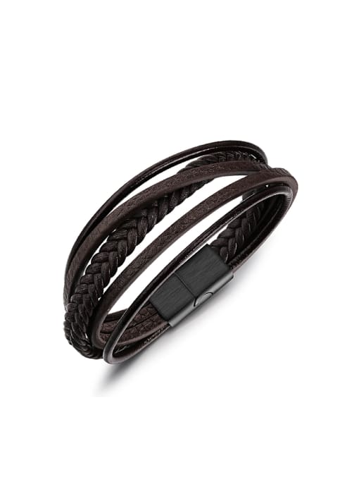 Brown Fashion Multi-band Artificial Leather Bracelet
