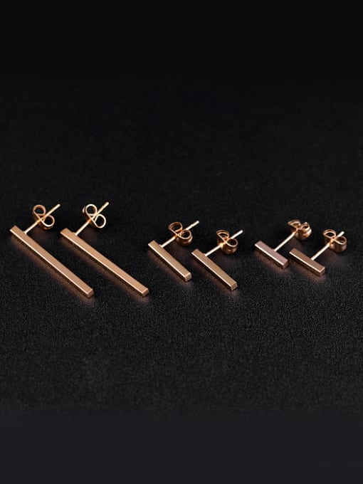 Open Sky Simple Rose Gold Plated Square Bar Stud Earrings 3
