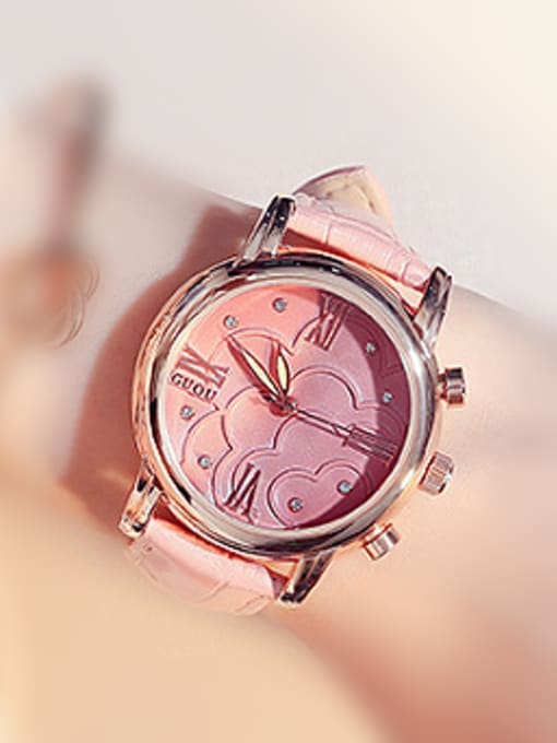 Pink 2018 GUOU Brand Retro Roman Numerals Watch