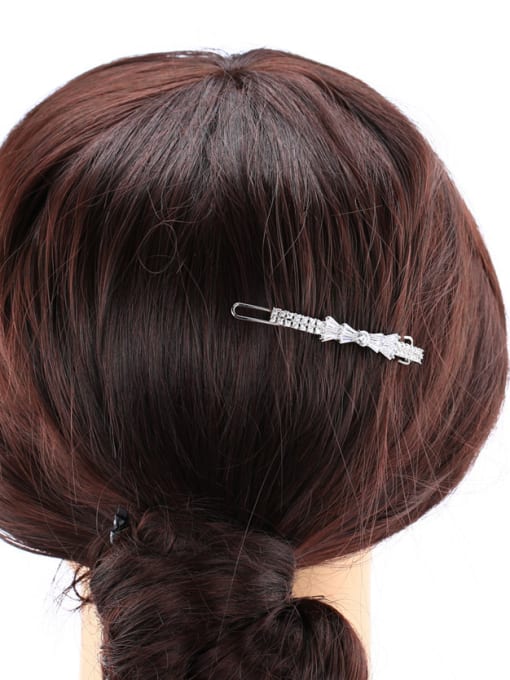 Wei Jia Simple Elegant Bowknot AAA Zirconias Copper Hairpin 1