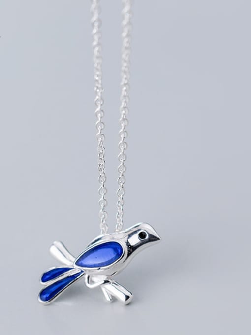 Rosh 925 Sterling Silver With Silver Plated Personality Blue Bird Necklaces 3