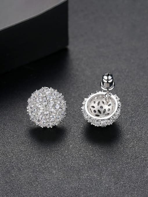 BLING SU Copper inlaid AAA cubic zirconia bling bling Ball Stud Earrings 2