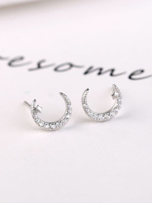 Peng Yuan Tiny Moon Zircon Stud Earrings 0