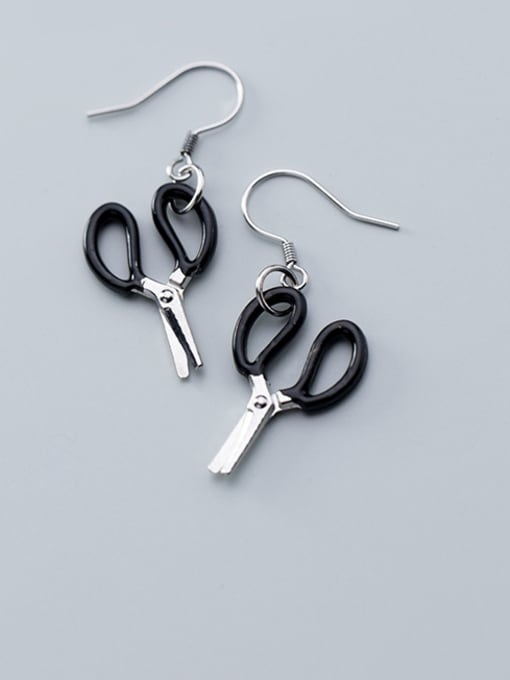 Rosh 925 Sterling Silver With Platinum Plated Simplistic Geometric Hook Earrings