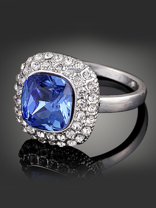 Wei Jia Fashion Blue Crystal Cubic Rhinestones Alloy Ring 1
