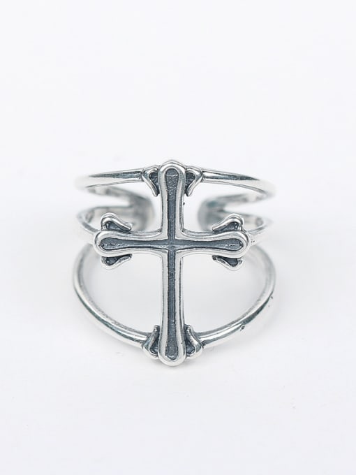 Peng Yuan Retro Cross Three-band Opening Ring 0