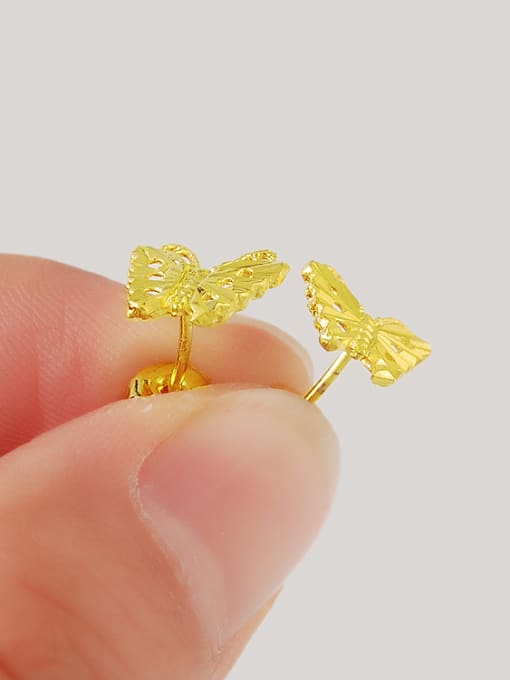 Yi Heng Da Fashion 24K Gold Plated Butterfly Shaped Stud Earrings 2