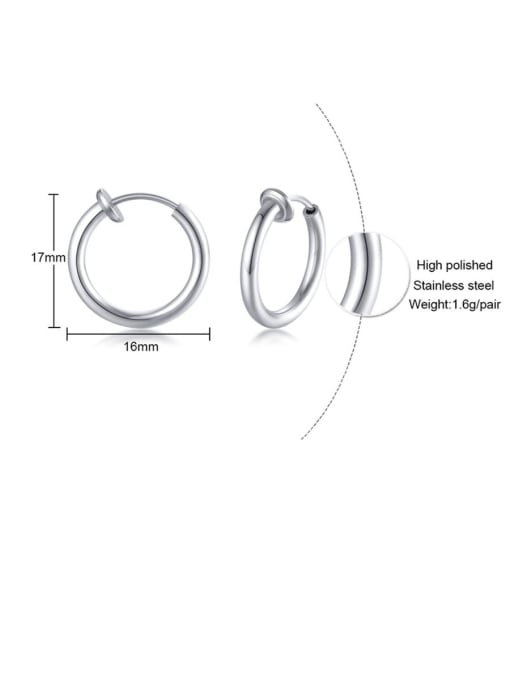 CONG 316L Surgical Steel With Smooth Simplistic  Round Hoop Earrings 3