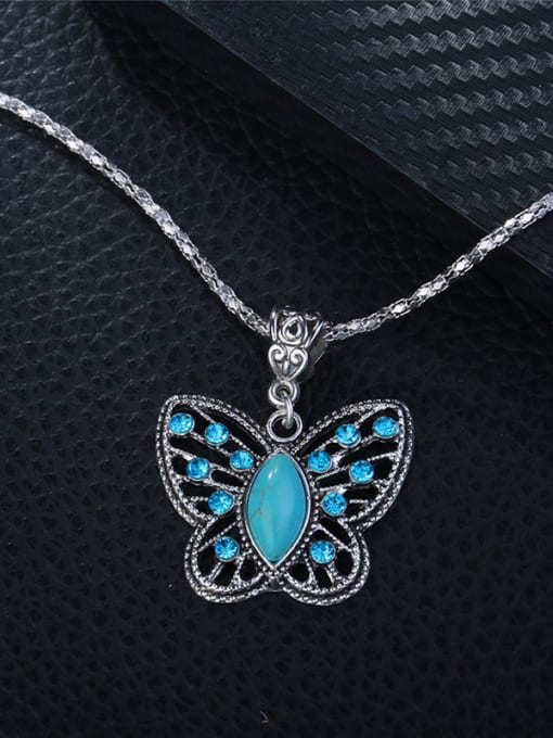 Ronaldo Alloy Platinum Plated Stone Butterfly Two Pieces Jewelry Set 2