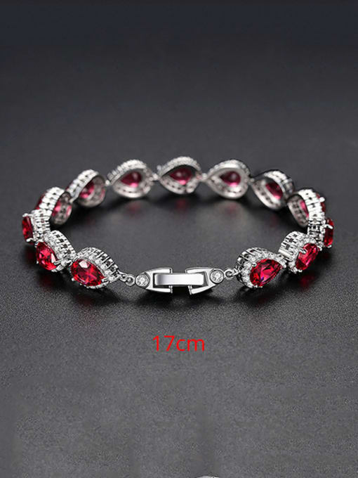 Red Corundum T12D16 Copper With Platinum Plated Delicate Water Drop Bracelets