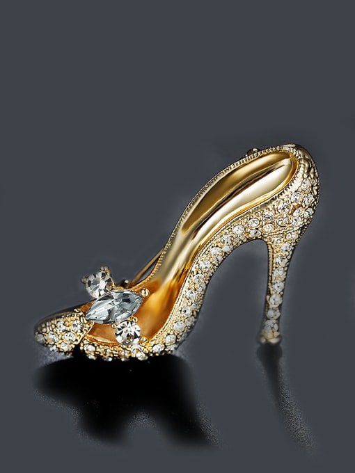 UNIENO Gold Plated High-heeled Shoes Brooch 0