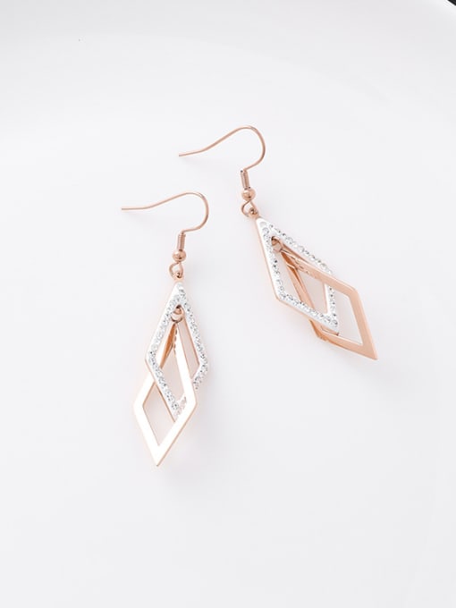 7#11365 Stainless Steel With Rose Gold Plated Fashion Geometric  Tassels Drop Earrings