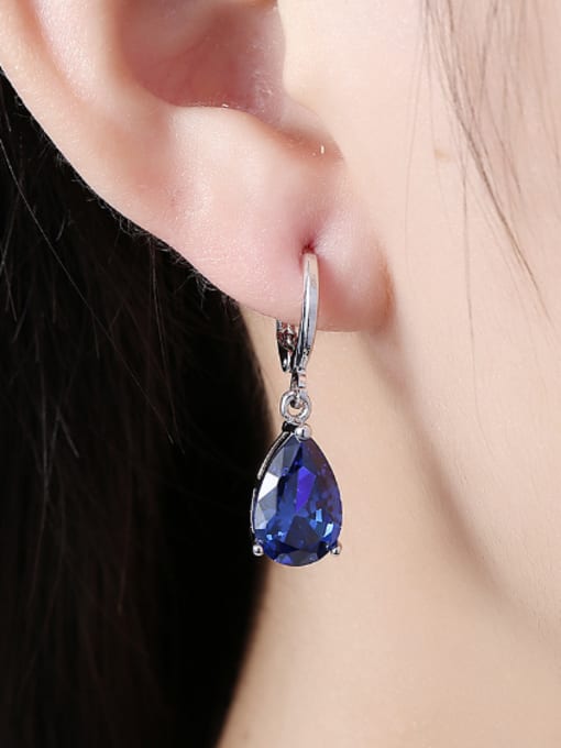 OUXI Fashion Water Drop shaped Zircon Earrings 1