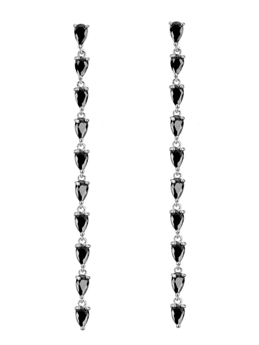 black Copper With 18k White Gold Plated Classic Chain Wedding Drop Earrings