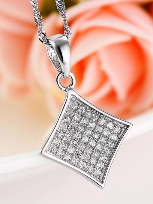 One Silver Temperament Rhombus Shaped Zircon Pendant 2