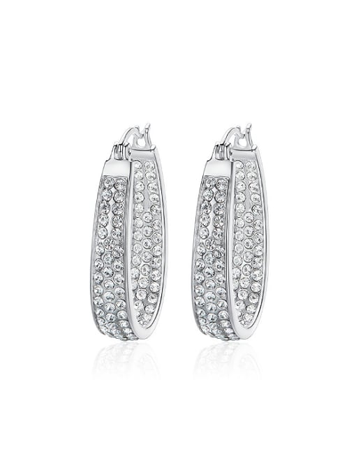 CEIDAI Simple Shiny Cubic austrian Crystals U shaped 925 Silver Earrings 0