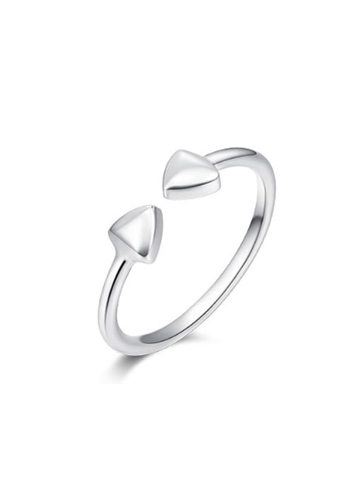JIUQIAN Simple 999 Silver Little Hearts Opening Ring