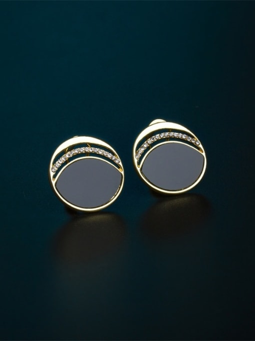Black Black Gold Plated Acrylic Rhinestones Stud Earrings