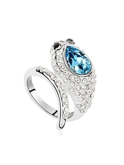 QIANZI Personalized Shiny austrian Crystals Snake Alloy Ring 0