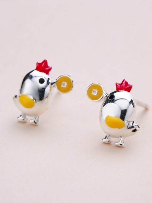 One Silver Personalized Little Chick 925 Silver Stud Earrings 2