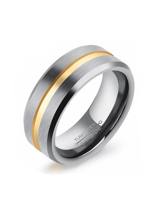 Open Sky Tungsten With Gold Plated Simplistic Geometric Rings 0