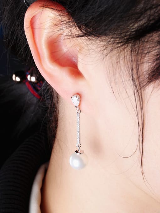 Qing Xing New Tassels Pearls And Zircon drop earring, 1