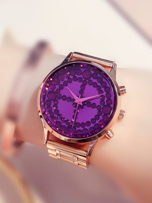 Purple GUOU Brand Fashion Rhinestones Mechanical Watch