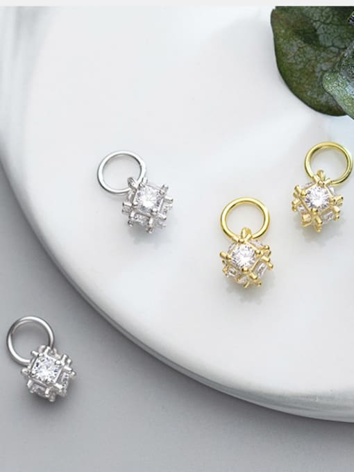 FAN 925 Sterling Silver With 18k Gold Plated Delicate Geometric Charms 3