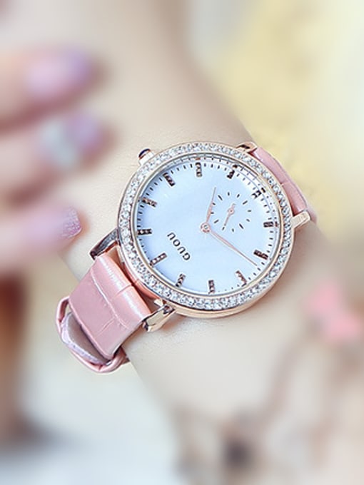 Pink & White GUOU Brand Simple Women Watch