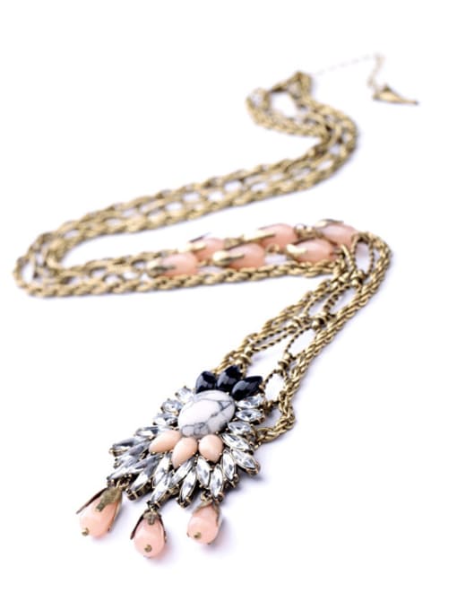 KM Flowers Shaped Long Alloy Necklace 2