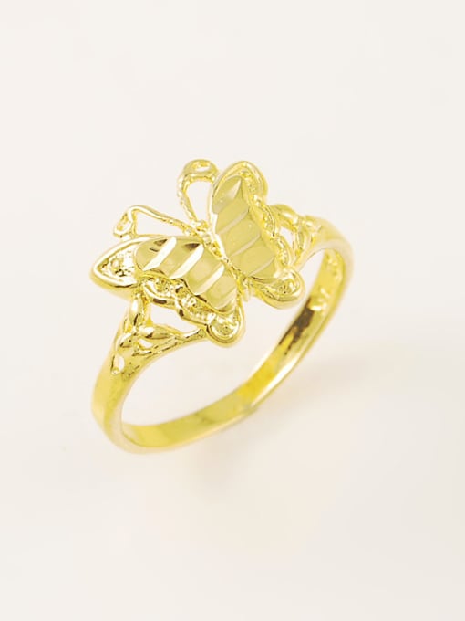 Yi Heng Da Temperament Gold Plated Butterfly Shaped Copper Ring 0