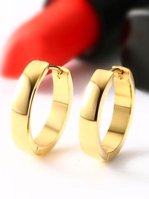 CONG Temperament Gold Plated Geometric Titanium Clip Earrings 2