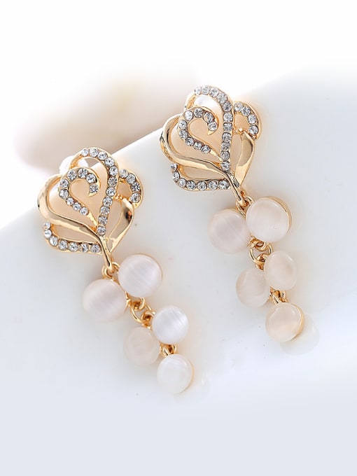 Wei Jia Fashion Opal stones Tiny Rhinestones Flowery Drop Earrings 0