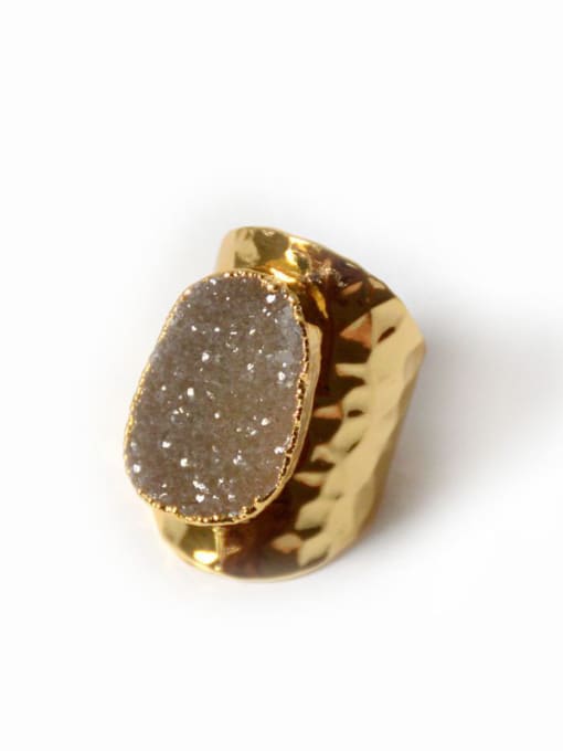 Champagne Personalized Natural Crystal Gold Plated Opening Ring