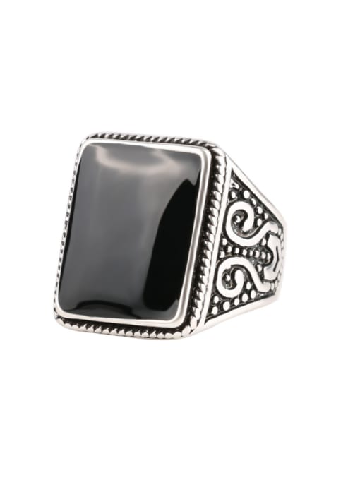 Gujin Retro style Black Resin stone Enamel Alloy Ring 0