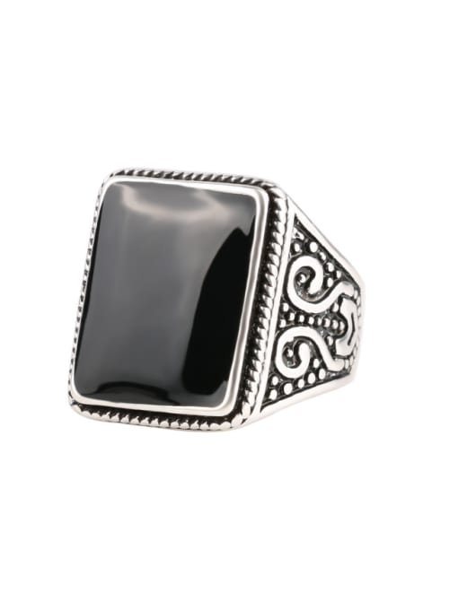 Gujin Retro style Black Resin stone Enamel Alloy Ring