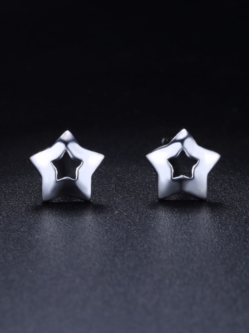 ZK Simple Tiny Hollow Star 925 Silver Stud Earrnigs 0