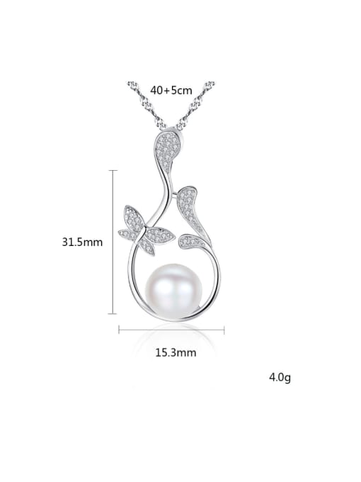 CCUI Pure Silver Natural Freshwater Pearl water wave chain necklace 3