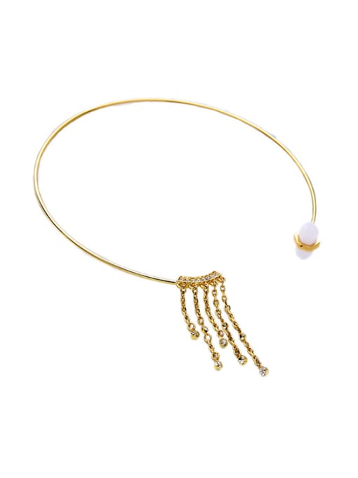 KM Alloy Artificial Pearl Tassels Necklace 1