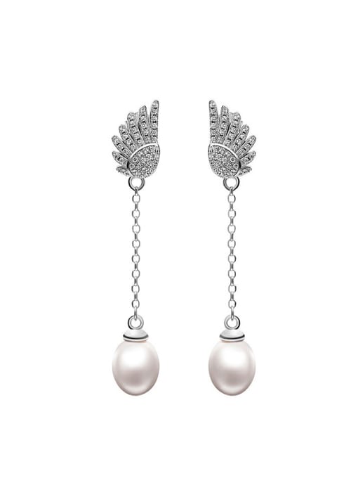 EVITA PERONI Freshwater Pearl Wing Drop threader earring 0