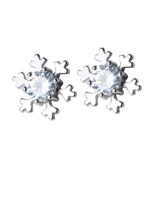 Rosh 925 Sterling Silver With Platinum Plated Simplistic Snowflake Stud Earrings 0