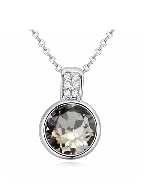 QIANZI Simple Cubic austrian Crystals Platinum Plated Alloy Necklace 0