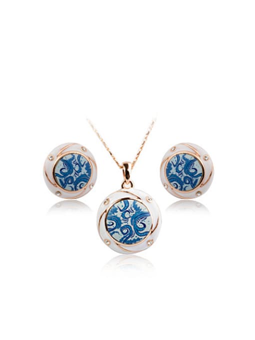 Rose Gold High-quality Round Shaped Polymer Clay Two Pieces Jewelry Set