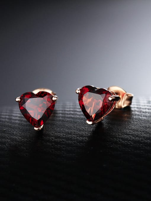 Deli Rose Gold Plated Heart-shaped Gemstone stud Earring 1