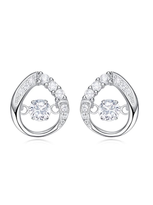 CEIDAI Fashion White Rotational Zircon 925 Silver Stud Earrings 0
